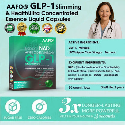 1️⃣[Official Store] AAFQ® GLP-1 Slimming Essence Pearls 🍏｜Triple Action: NAD⁺, Moringa & ACV｜⚡ Fast Fat Burn & Metabolic Balance｜Backed by Obesity Research Experts